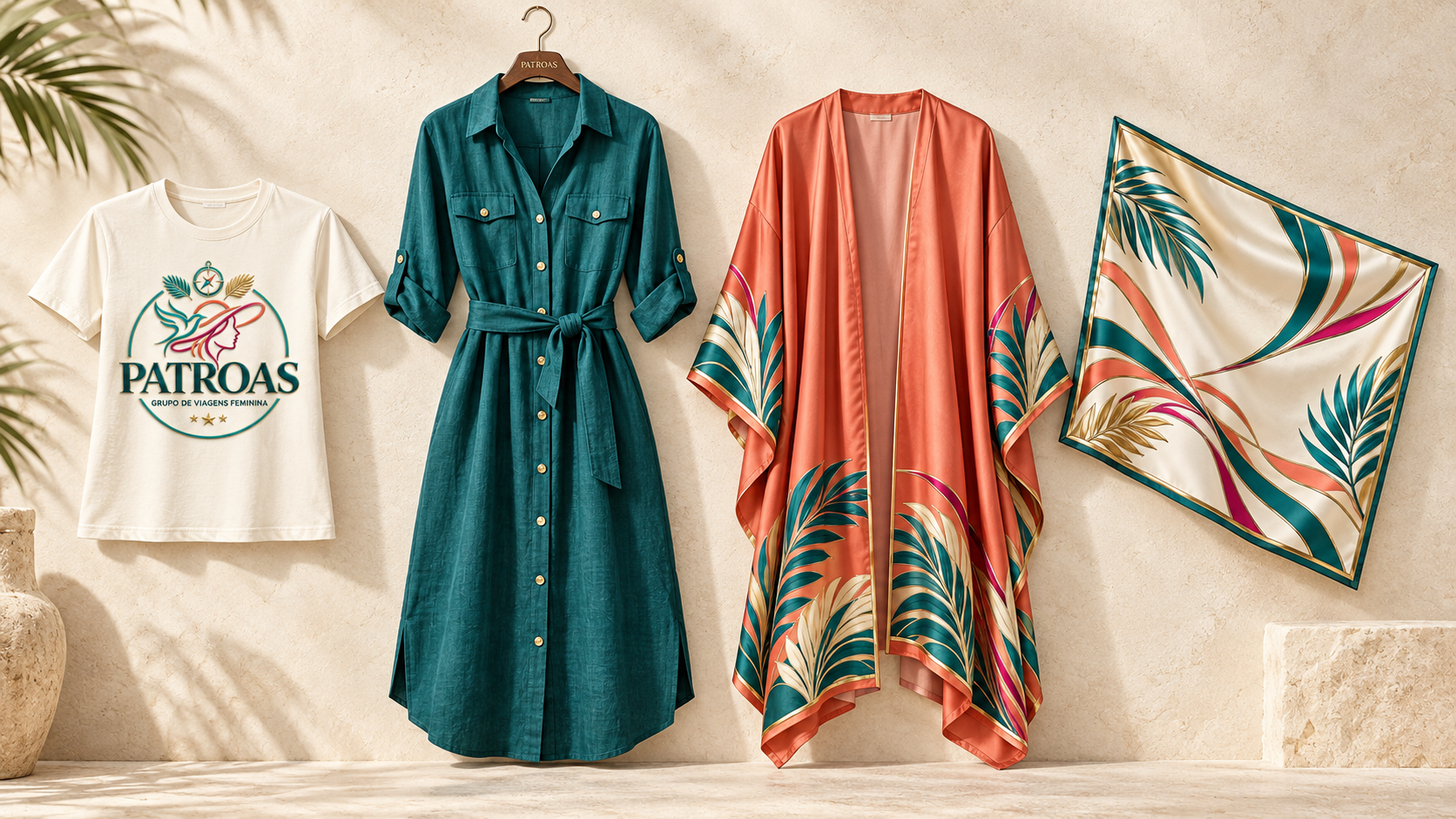 Roupas femininas da coleção Patroas — conceito ilustrativo